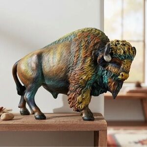 Multicolor Decorative Buffalo Statue - Resin Bison Figurine